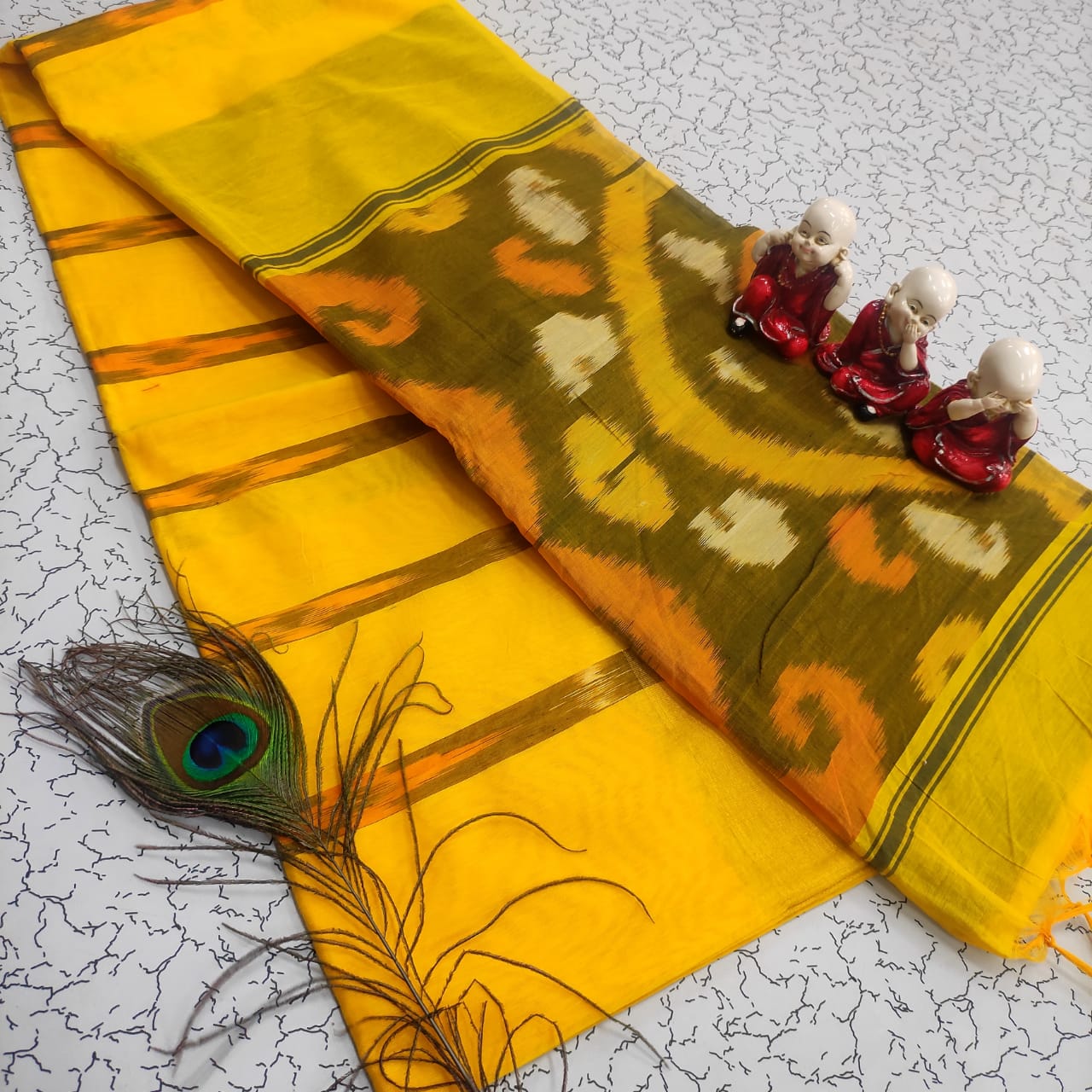 Bandhihui print cotton saree